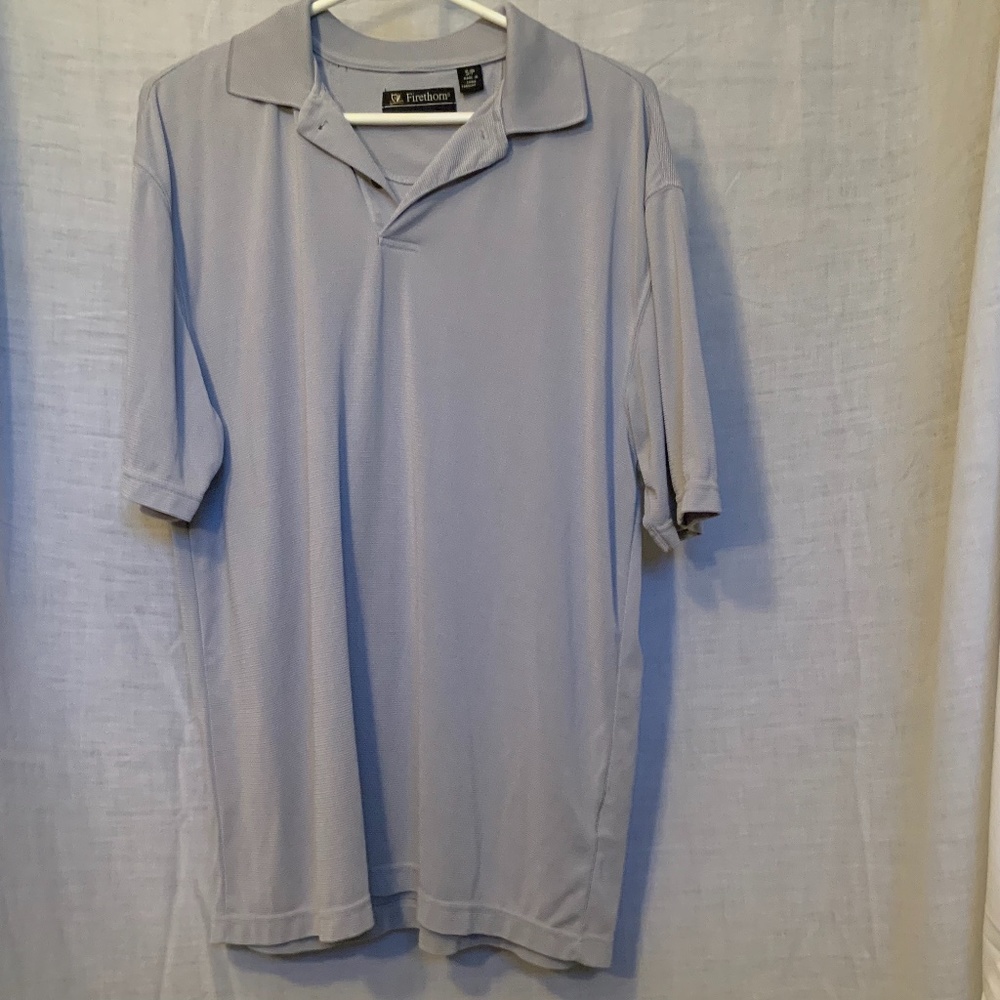 Firethorn Men’s Short Sleeve Silver Polo Shirt (Small)